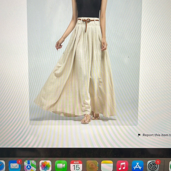 Pleated Causal Linen Maxi Skirt with Pockets - Picture 1 of 4